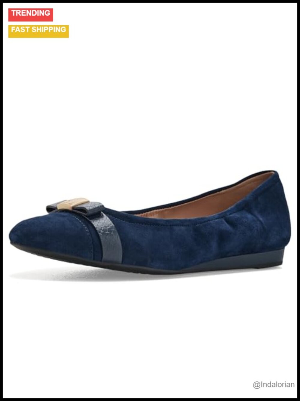 Leather Ballet Flats with Bow, Cushioned Slip-On, Business Casual Comfort